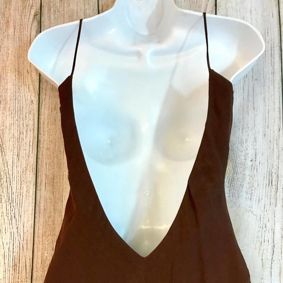 Zoe Georgette Satin Chocolate Long Maxi Dress S - Picture 6 of 7